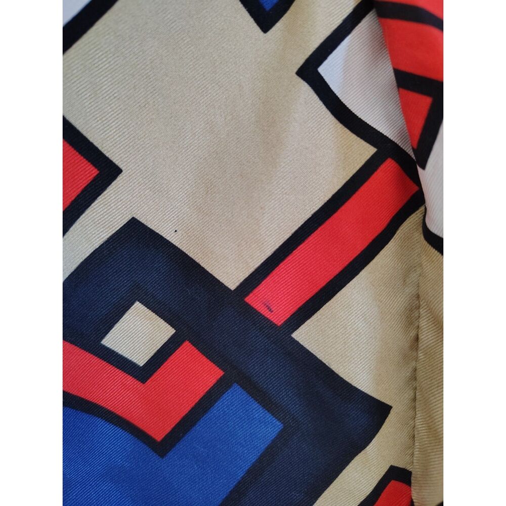 100% Silk Tommy Hilfiger Geometric Pleated Skirt Preppy Twee Old Money Corpcore - Picture 5 of 7